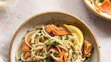 30-Minute Salmon Pasta with Lemon Garlic Butter