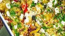Baked Bulgur Wheat Salad with Roast Vegetables and Feta