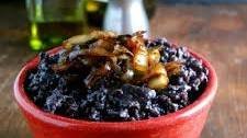 Black Rice Risotto with Mushrooms and Caramelized Onions