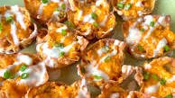 Buffalo Chicken Wonton Cups