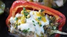 Cheesy Spinach and Chicken Stuffed Bell Peppers