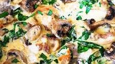 Chicken and Spinach in Creamy Parmesan Mushroom Sauce