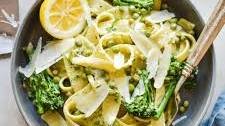 Creamy Pappardelle with Broccolini and Peas