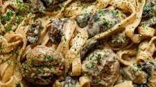 Creamy Vegan Meatball and Mushroom Tagliatelle