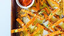 Crispy Garlic Herb Baked Sweet Potato Fries