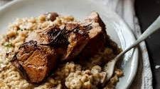 Date night pork fillet with mushroom risotto