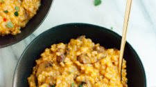 Easy Brown Rice Risotto with Mushrooms and Fresh Oregano