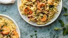Garlic Butter Shrimp with Orzo