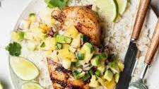 Grilled Caribbean Jerk Chicken with Pineapple Avocado Salsa