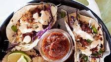 Grilled Fish Tacos with Cabbage Slaw and Sriracha Sour Cream