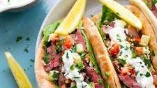 Grilled Steak Gyros with Cucumber Feta Salsa and Tzatziki Sauce