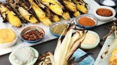 Grilled Sweet Corn Buffet Recipe with Sriracha Lime Butter & Pesto Olive Oil for Basting