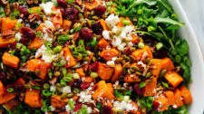 Hearty Sweet Potato, Arugula & Wild Rice Salad with Ginger Dressing