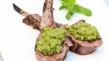 Herb Crusted Rack of Lamb with Mint Pea Pesto