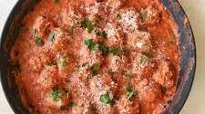 Italian style pork meatballs with creamy tomato sauce