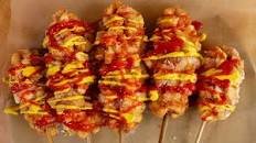 Korean-style french fries corn dog (Gamja-hotdog: 감자핫도그)