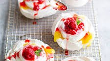 Lemon Curd Pavlova with Raspberries