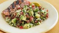 Mediterranean Salmon Bowl with a Broccoli Tabbouleh Salad