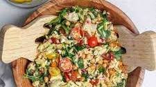 Orzo Arugula Salad with Chickpeas & Feta