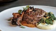 Peppercorn-Crusted Filet Mignon With Wild Mushrooms and Cognac Cream