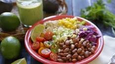 Pinto Bean Burrito Bowl with Avocado Cilantro Dressing