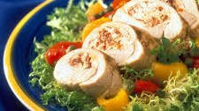 Raclette Cheese and Chicken Salad with Grilled Peppers
