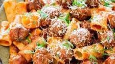 Rigatoni con Polpette and Arrabbiata Sauce
