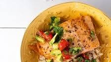 Seared Salmon with Tomato Avocado Salsa