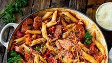 Skillet Italian Sausage and Peppers with Whole-Wheat Penne