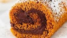 Small Pumpkin Roll Cake with Chocolate Filling