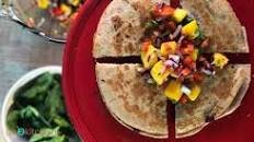 Spinach Sweet Potato Quesadilla with Mango Salsa