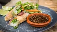 Steak Spring Rolls with Sriracha Mayo and Soy-Lime Dipping Sauce