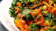 Sweet Potato & Kale Stir Fry With A Peanut Sesame Dressing