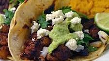 Tacos Al Pastor with Tomatillo-Avocado Salsa
