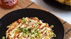 Vegetarian okonomiyaki (Japanese cabbage pancakes)