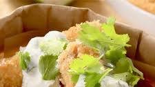 Walking Fish Tacos with Crunchy Cabbage Slaw and Cilantro Dressing